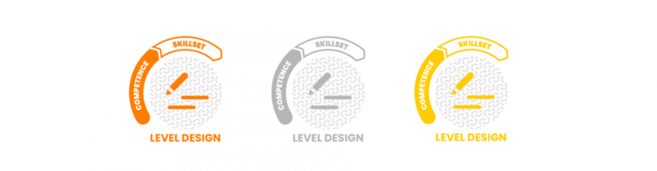 Example of the concept - bronze, silver and gold level badges for level design